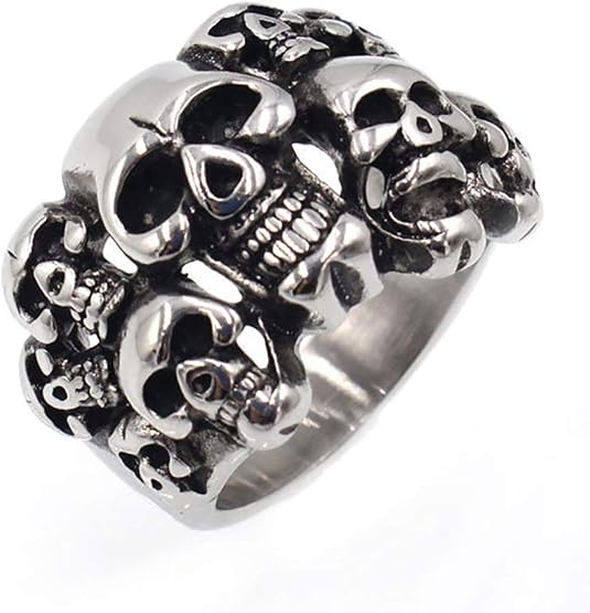Stainless Steel Gothic Skull Vintage Antique Style Biker Rings Cocktail Party Rings Comfort Fit Size 7-11