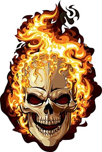 Fire Skull Ghost Rider - Sticker Graphic - Waterproof - Fade Resistant Die Cut - skull sticker