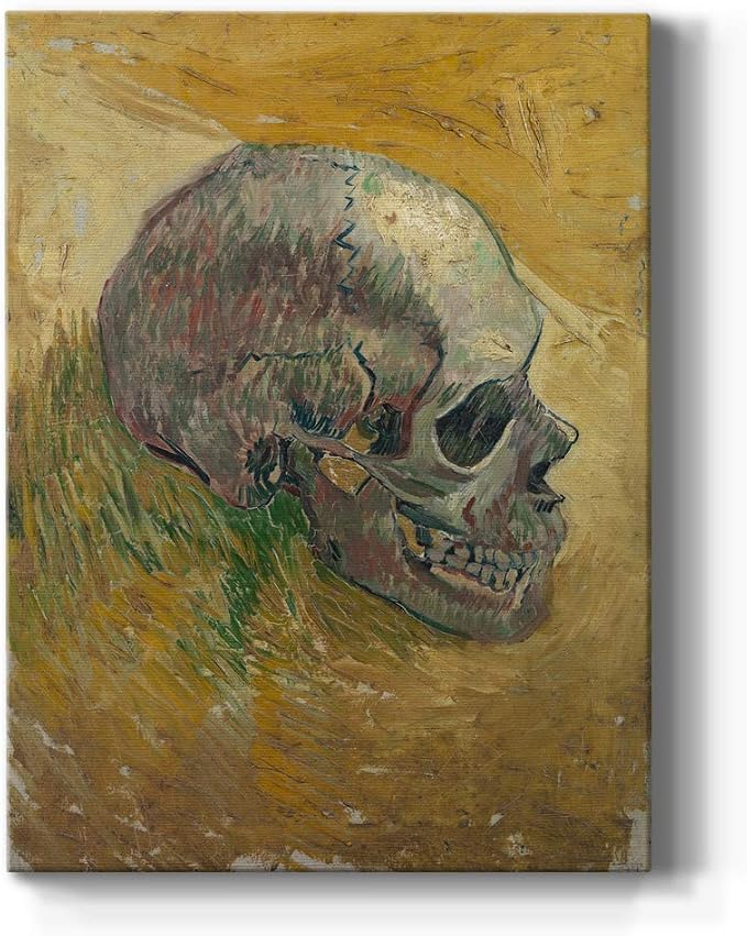 Renditions Gallery Skull (1887) by Vincent Van Gogh Print Art, Famous Painting Reproduction, Premium Gallery Wrapped Canvas Décor, Ready to Hang, 16 in H x 20 in W, Made in America Print Artwork - skull wall art