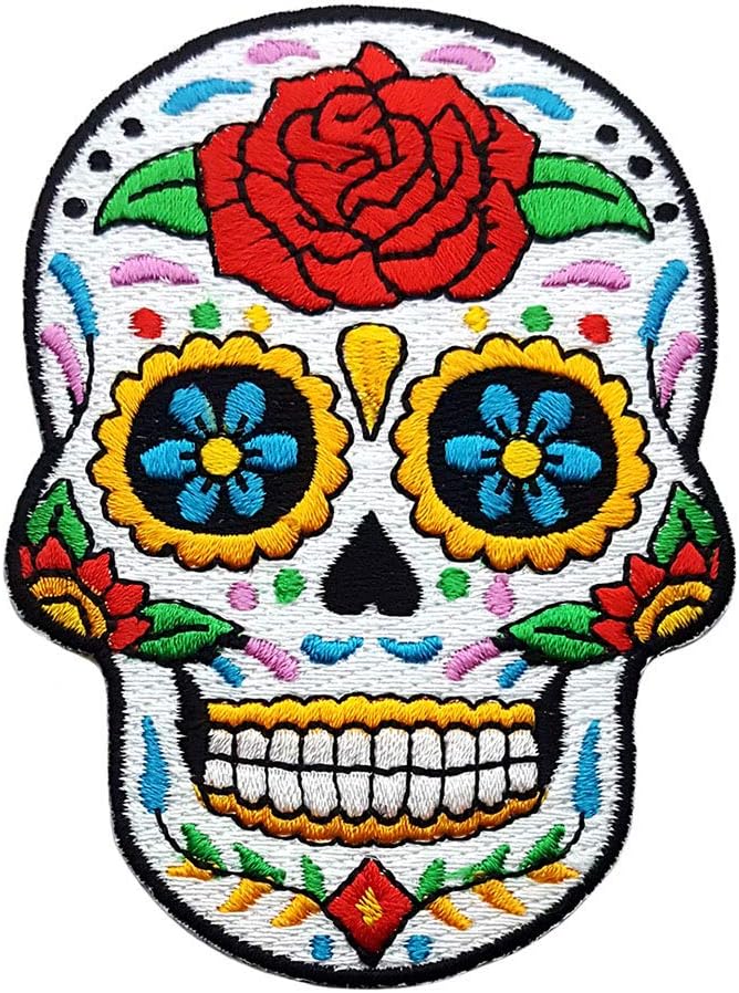 Pinsanity 'Day of the Dead' Sugar Skull Embroidered Iron-On Patch - skull sticker