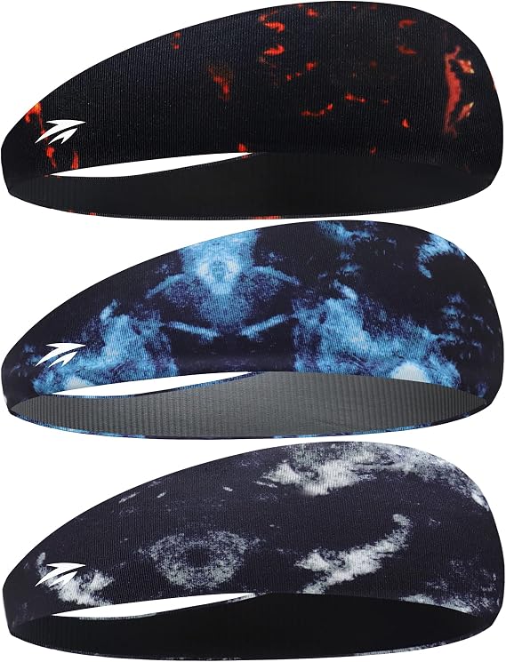 Mens Headbands 3 Packs Guys Sweatband and Sports Headband for Men for Running, Cross Training, Racquetball, Working Out - skull headband
