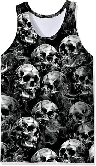 Goodstoworld Mens 3D Tank Top Novelty Graphic Breathable Quick Dry Sleeveless Beach Shirt S-4XL