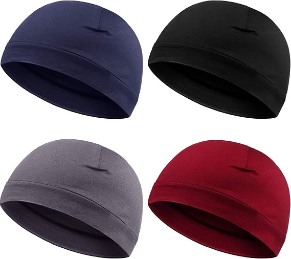Syhood 4 Cotton Skull Caps for Men Women Sleep Night Hat Beanie - skull hat