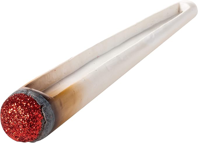 Joint with Red Glitter Head Decorative Incense Stick Holder Burner with Ash Catcher - skull incense burner