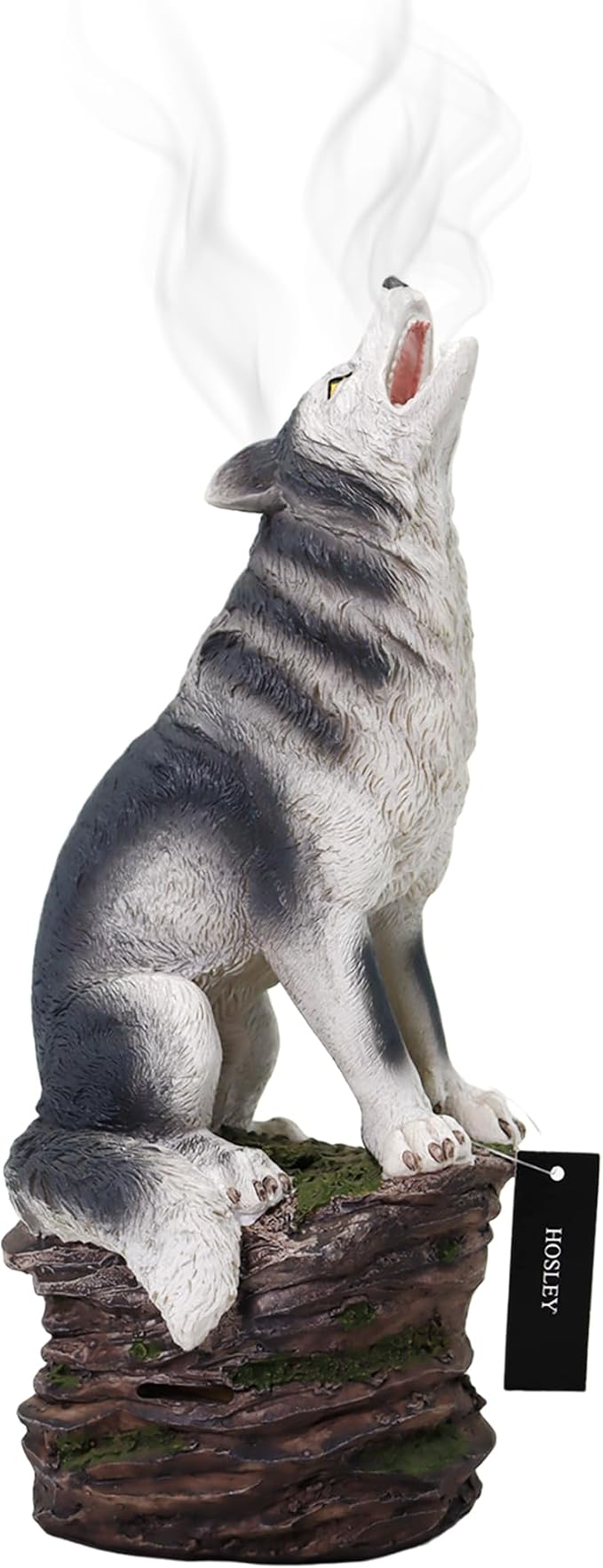 Hosley Resin Wolf Decor Statue & Incense Cone Burner – 12-Inch Smoking Wolf Holder for Home, Spa, Aromatherapy & Relaxing Ambiance - skull incense burner