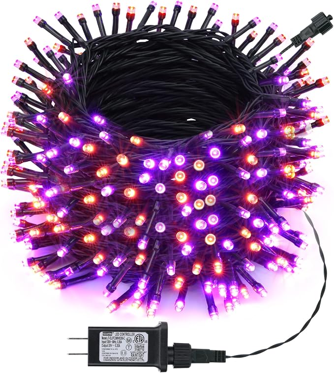 Toodour Orange & Purple Halloween Light, 131ft 350 LED Plug in String Light - string light