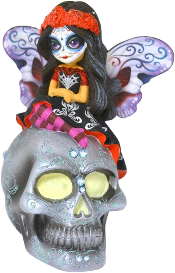 The Hamilton Collection Jasmine Becket-Griffith Spirit of The Radiant Beauty Glow in The Dark Sugar Skull Decor - skull figurine