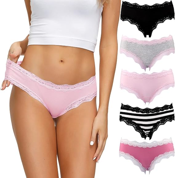 Women’s Underwear Soft Breathable Cotton Brief Ladies Panties 5-Pack - skull swimsuit