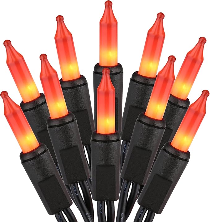 ODEETRONIC Orange Halloween Lights Outdoor, 21.63 ft 100 Count Incandescent - string light