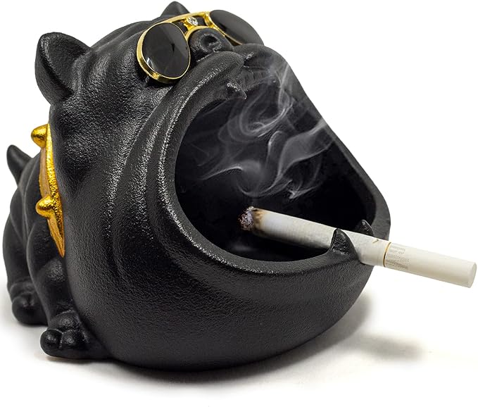 Smarex Cigar Ashtray, Ceramic Modern Neutral, Bully Dog Ash Tray for Home Office Decoration - skull ashtray