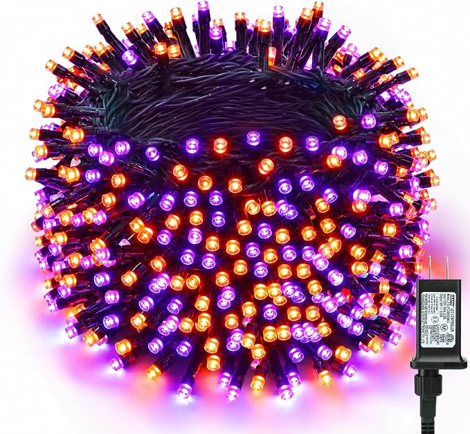 Brizled Halloween Lights Outdoor, 95.14ft 240 LED Purple & Orange Lights - string light