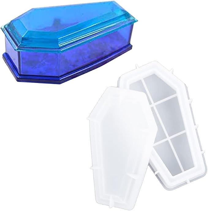 Halloween Coffin Mold Resin Craft DIY Handmade Jewelry Making Tools Coffin Box Storage Box Silicone Resin Art Mold Container - skull ashtray