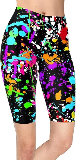 sissycos Women's Artistic Splash Printed Biker Shorts Workout Leggings - skull leggings