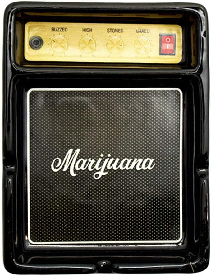 Fantasy Gifts Retro Guitar Amp Ceramic Ashtray – 4 x 5.25 Inch Vintage Amplifier-Style Ashtray | Music-Inspired Smoke Accessory for Home, Studio & Unique Gift Giving - skull ashtray
