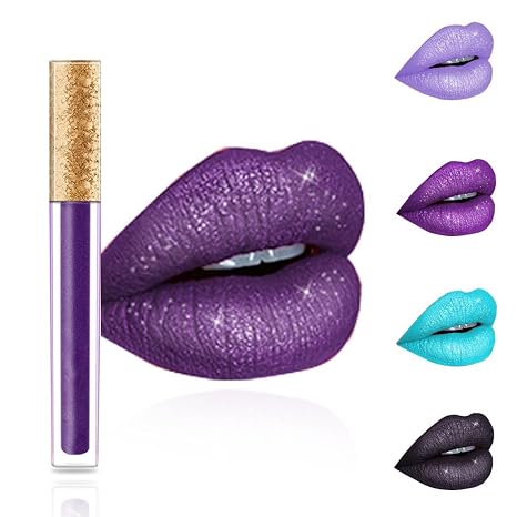 Kilshye Matte Lipstick Long Lasting Waterproof Liquid Lipsticks Glitter Cream Lip Gloss High Pigment Lipstick Non Stick Cup Lip Makeup for Women and Girls Pack of 1 (Purple 11) - sugar skull makeup