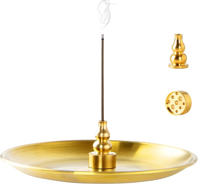 3 in 1 Brass Gourd Incense Burner Sticks Cones Coils Ash Catcher Home Decor - skull incense burner