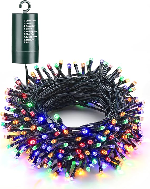Flacchi Battery Christmas String Lights 66ft 200LED Multi-Color - string light