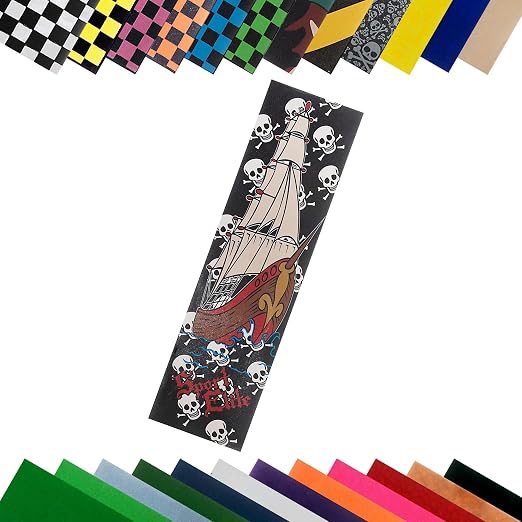 TURBO 9 x 33 Inch Skateboard Grip Tape Sheet Pirate - skull sticker