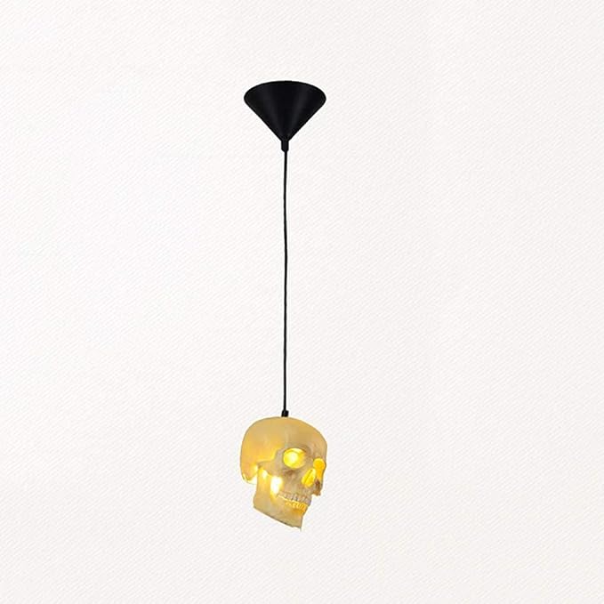 Creative Resin Chandelier, Personality Retro Single Head Ceiling Light Skull Head Hanging Decorative Lighting for Restaurant Bar Coffee Shop Clothing Store Hallway