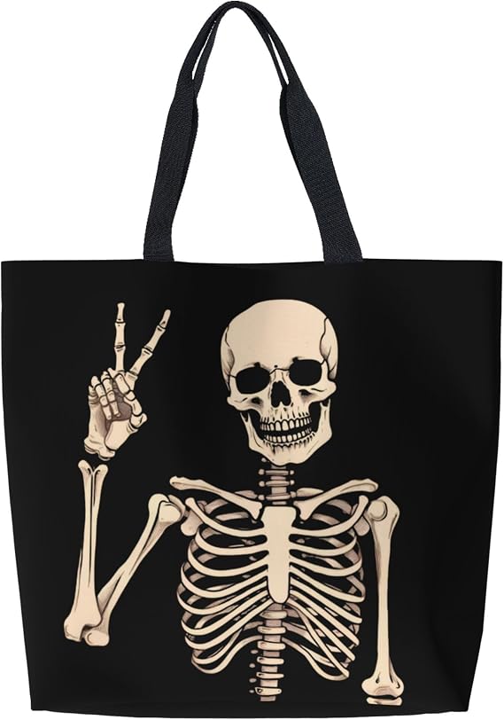 Famame Reusable Shopping Grocery Bag Canvas Tote Bag Large Women Casual Shoulder Bag Handbag - sugar skull handbags for sale
