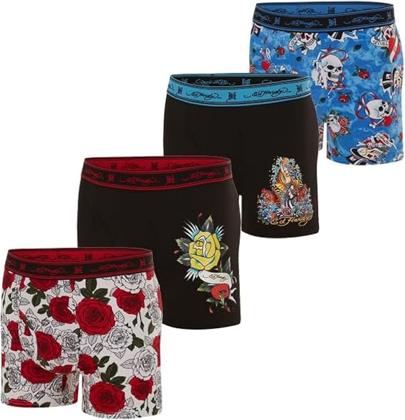 ED HARDY Mens Boxer Briefs Breathable Underwear Durable Boxers Multipack - skull swimsuit