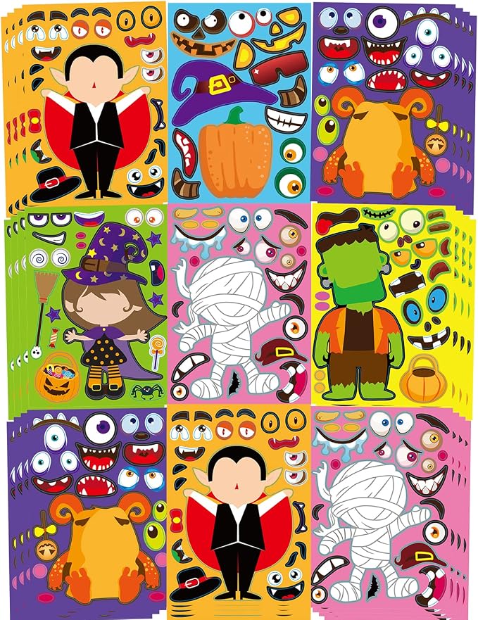 Halloween Stickers for Kids, Halloween Party Favor Sticker 42 Sheets - skull sticker