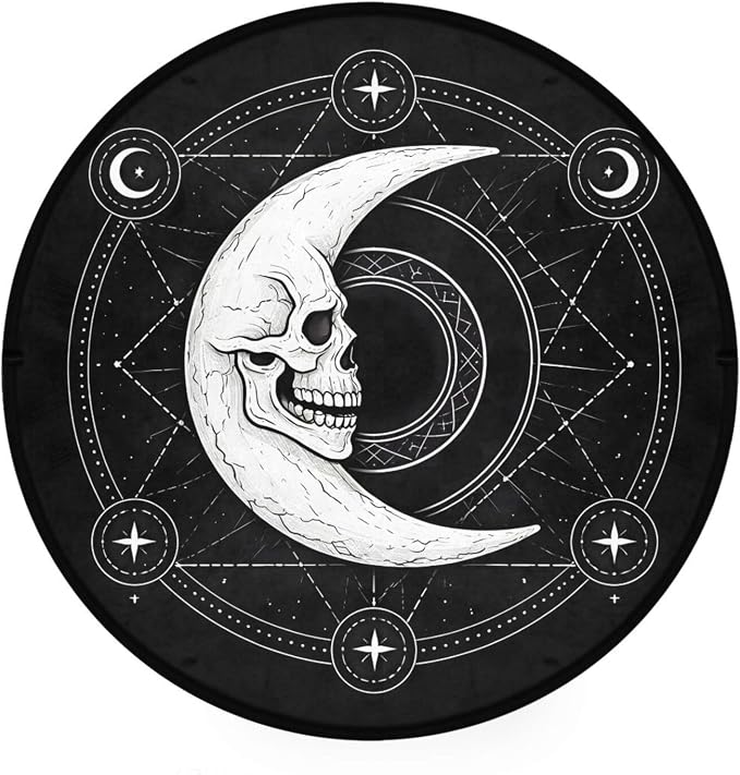 ALAZA Fantastic Moon Skull Round Area Rug Non-Slip Floor Mat for Dorm Bedroom Living Room Home Decor 3ft Diameter - skull floor mat