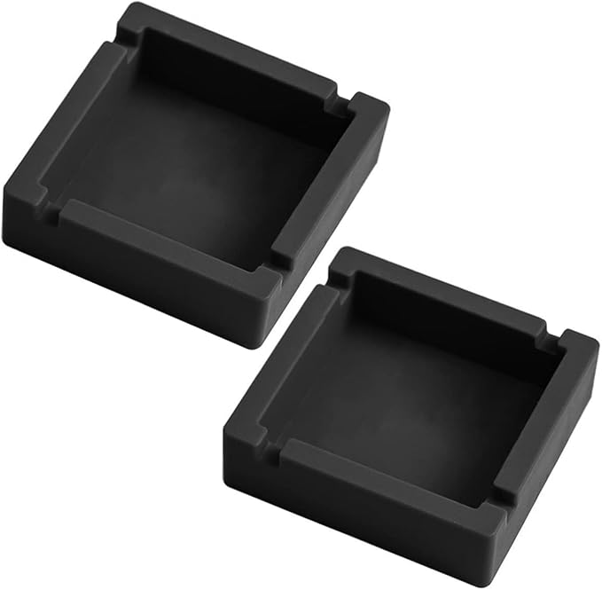 2Pcs Cigar Ashtray Silicone Unbreakable Cigarettes Ashtray Big with 4 Dual-use Rest for Outdoors, Patio, Outside, Indoor (Black) - skull ashtray
