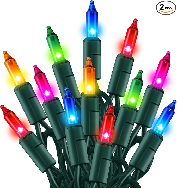 Dazzle Bright Christmas Mini String Lights, 30FT 150 Incandescent Light Up Fairy Lights with UL Certified Xmas Decorations for Indoor Outdoor Yard Party Christmas Tree Decor (Multi-Colored, 1) - string light