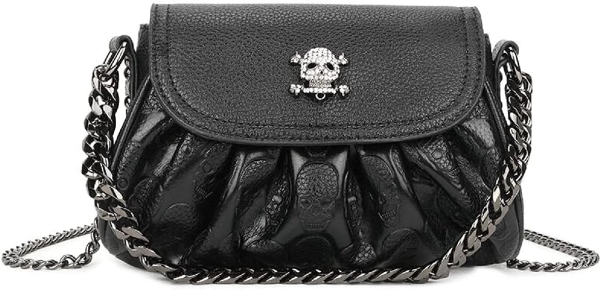 XingChen Women Studded Skull Gothic Crossbody Shoulder Bag Travel Leather Small Handbag Cellphone Purse - sugar skull handbags for sale