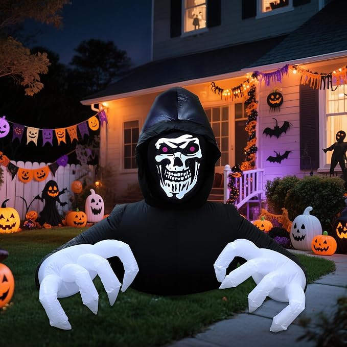DR.DUDU 6FT Grim Reaper Halloween Inflatable Decorations Outdoor - skull inflatable