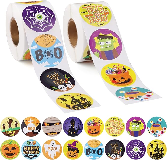 1000 Pcs Halloween Roll Stickers for Kids Teens - skull sticker