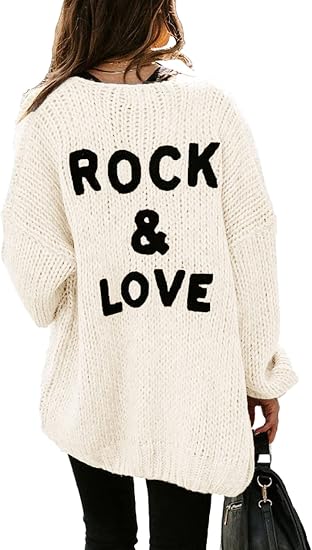 PRETTYGARDEN Women's Long Sleeve Open Front Knit Cardigans Sweaters Soft Loose Draped Coat Outerwear - skull jacket
