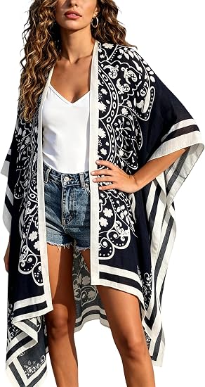 Breezy Lane Beach Cover Up for Women Kimono Swimsuit Coverups Cardigan - skull jacket