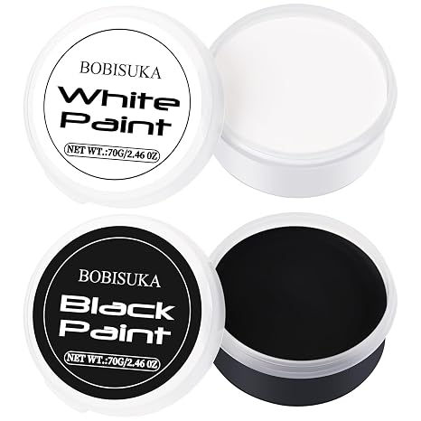 BOBISUKA Halloween Black and White Face Body Paint Oil Based Face Painting Kit for Adult Non Toxic Large Capacity Facepaint for Cosplay Clown Skeleton Vampire Special Effects Makeup - sugar skull makeup
