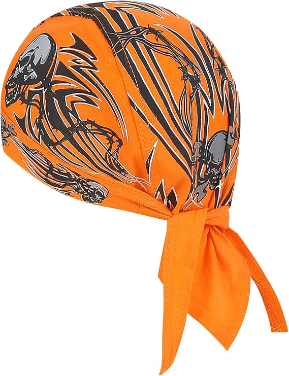 DOO Rags Dew Rag Skull Cap Pirate Hat Cycling Bandana Motorcycle Biker Cooling Head Wrap Beanie Helmet Liner - skull headband