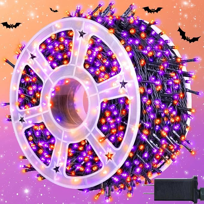 kemooie 500 LED Halloween Lights Outdoor, 164 FT Fairy Lights with 8 Modes - string light