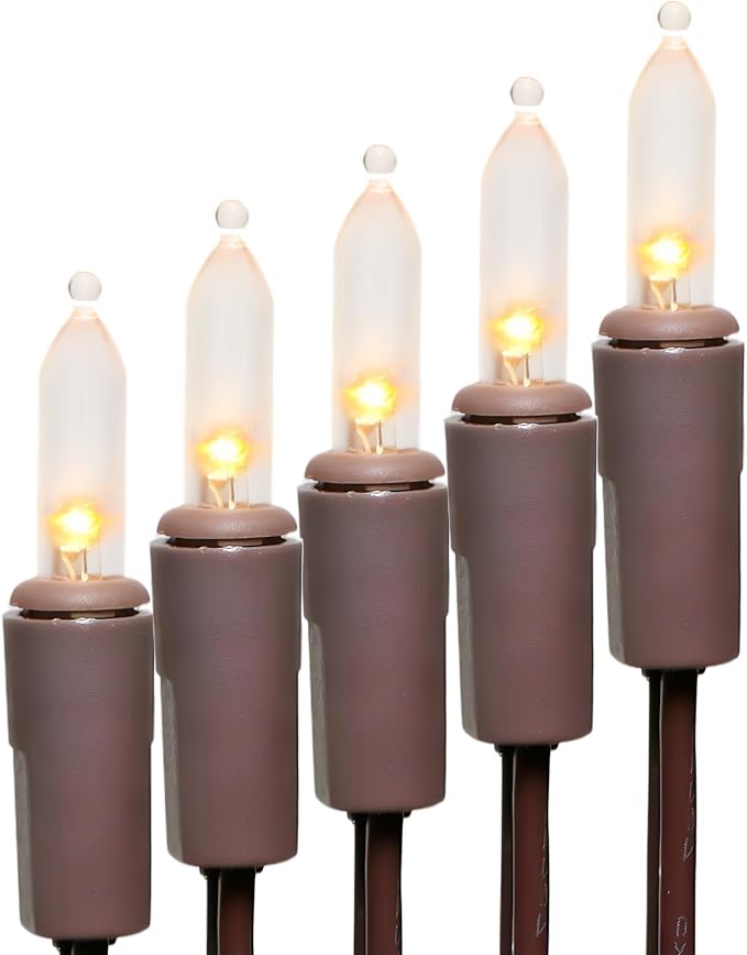 LUCKY SHINE 150 LED Warm White Christmas Lights, Commercial Grade Decorative Lighting String Brown Wire 50 FT, for Indoor Outdoor Party, Garden, Patio - string light