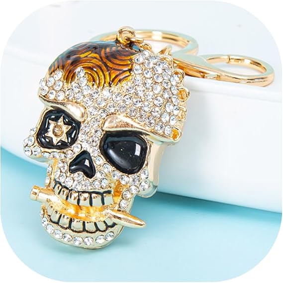 Skull Keychain,Diamond Keychain,Punk Style Rhinestone Key chains,Crystal Skull Keyrings,Car Keychains for Men Women - skull backpack