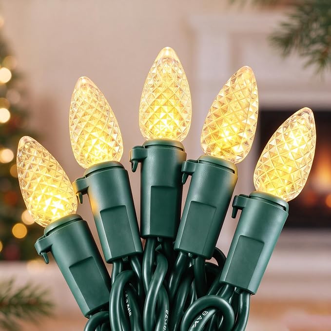 C3 Outdoor Christmas Lights, 18Ft 50 LED Commercial Grade String Lights for Patio Garden Home Halloween Xmas Tree Holiday Indoor Decoration (1, Warmwhite) - string light