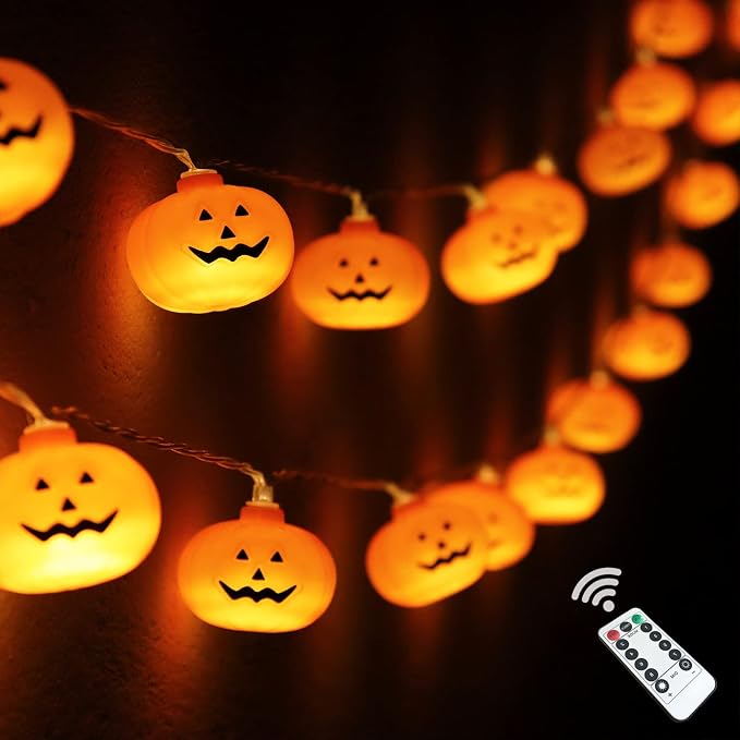 Runleo Halloween Lights Battery Operated, Pumpkin String Light Decorations - string light