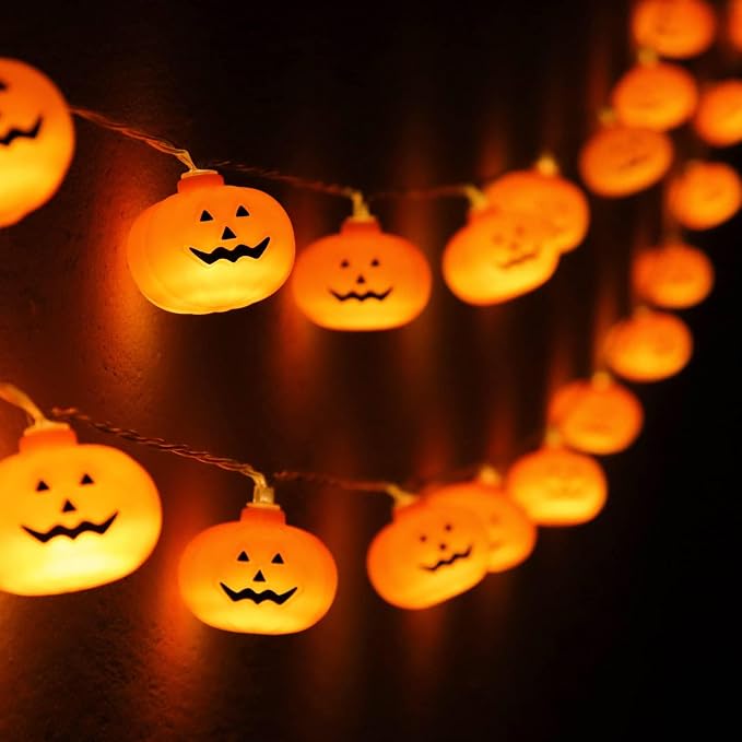 Runleo Halloween Decorations Pumpkin String Lights Battery Operated - string light