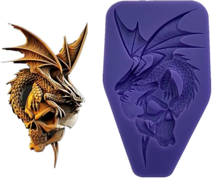 Skull Dragon Chocolate & Candy Mold - Cupcake & Gummy Sugarcraft Moulds - skull ashtray