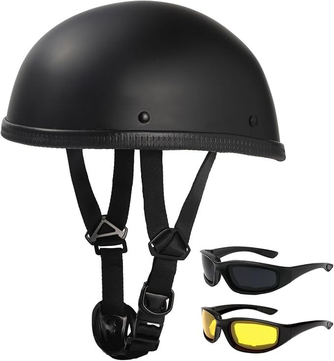 Motorcycle Half Helmet DOT Approved, Beanie Helmet Skull Cap Half Helmet, Half Shell Helmet for Adults Men Women, Low Profile Cool Half Face Helmets - skull helmet