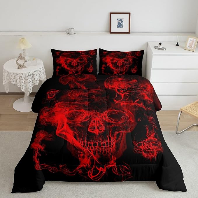 Feelyou Skull Comforter Decor 3D Bedding Set Twin Size for Adults Teens
