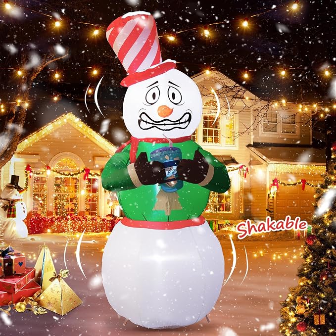 Elegear 6FT Animated Snowman Christmas Inflatables Outdoor Decorations - skull inflatable