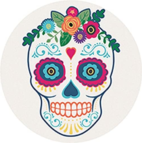 Carson Sugar Skull Round Car Coaster - Packaged - skull coaster