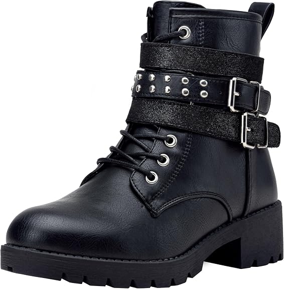 Vepose Women's Lace Up Combat Ankle Boots with Zipper and Lug Sole - sugar skull costume