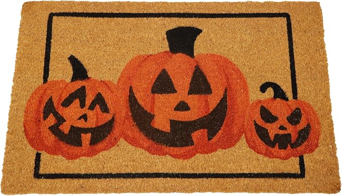 JOYIN Halloween Decoration Pumpkin Patterned Doormat, 30”x 17” Non Slip Natural Coir Front Door Mat Doorway Rugs, Trick or Treat Outside Indoor Decor - skull carpet
