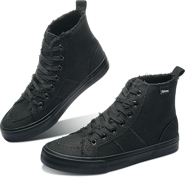 Obtaom Womens High Top Canvas Sneakers Play Mid Fashion Sneaker Casual Lace up Canvas Shoes - sugar skull boots